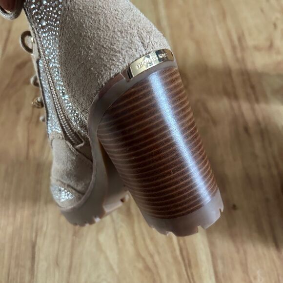Michael Kors Beige Suede Ankle Boots with Rhinestones - Picture 3 of 7